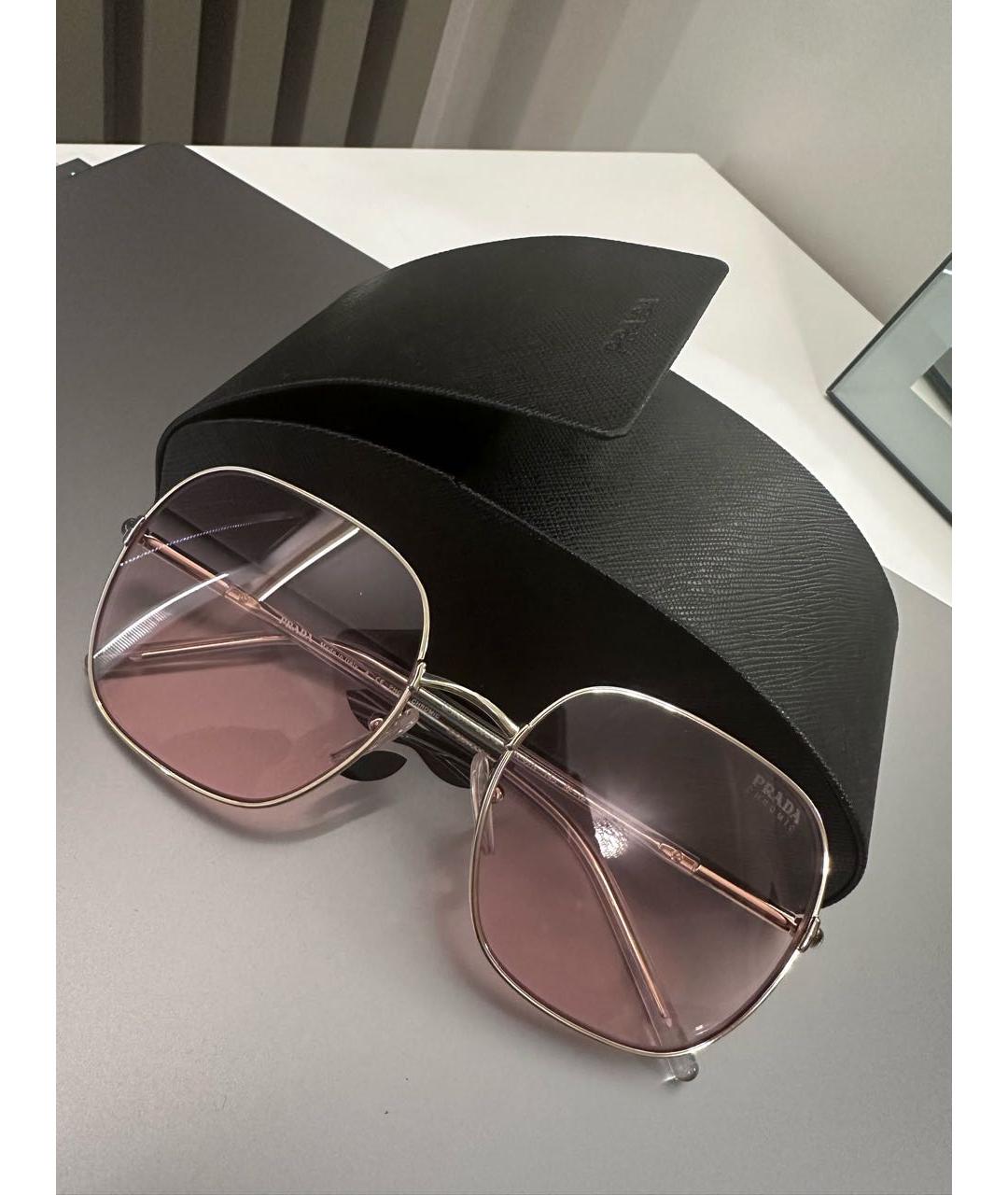 PRADA Розовые металлические солнцезащитные очки, фото 4