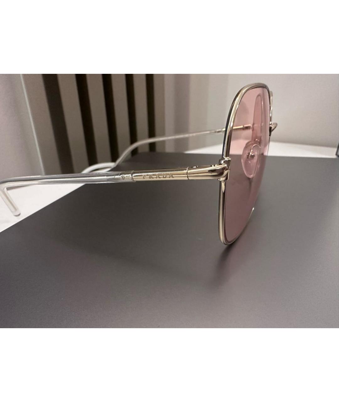 PRADA Розовые металлические солнцезащитные очки, фото 3