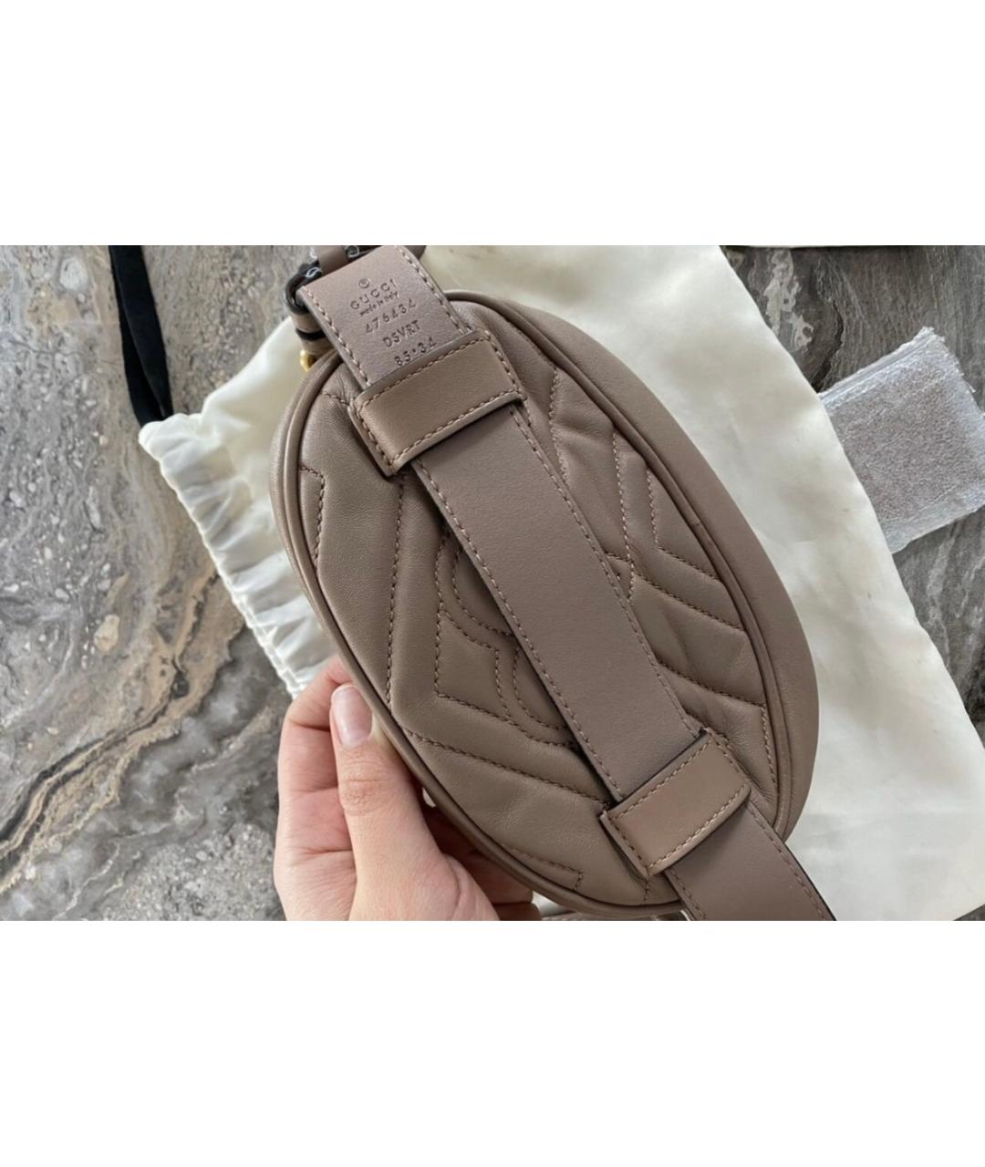 GUCCI Бежевая кожаная поясная сумка, фото 3