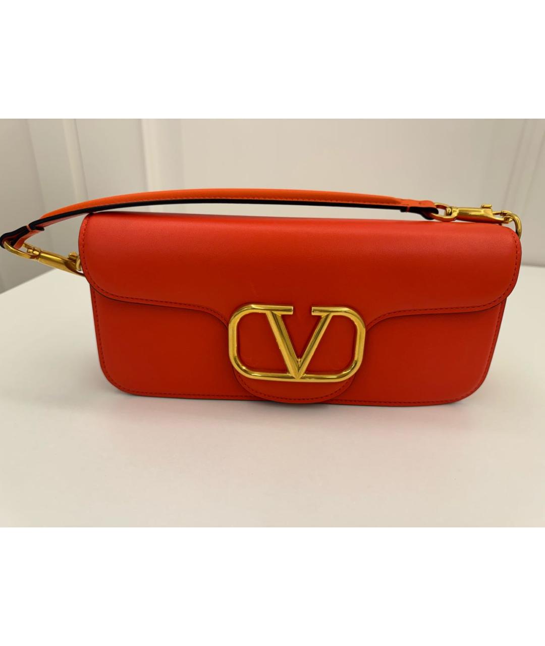 VALENTINO Оранжевая кожаная сумка через плечо, фото 7