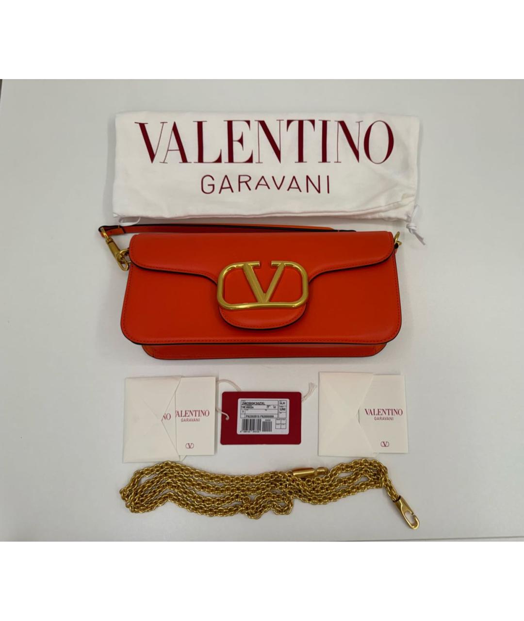 VALENTINO Оранжевая кожаная сумка через плечо, фото 3