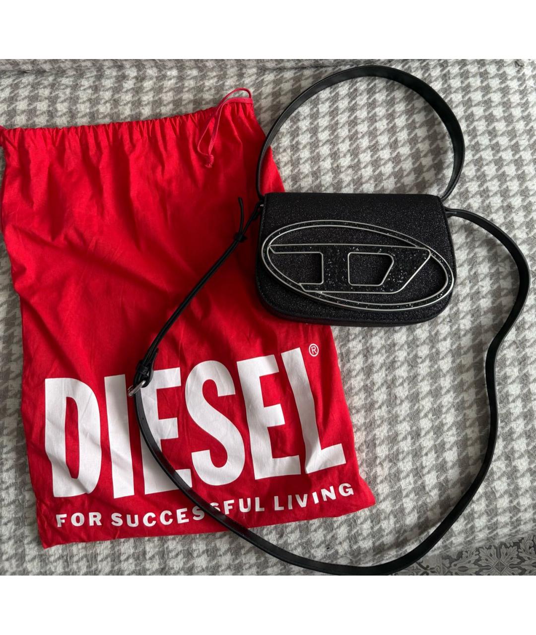 DIESEL Черная кожаная сумка с короткими ручками, фото 6