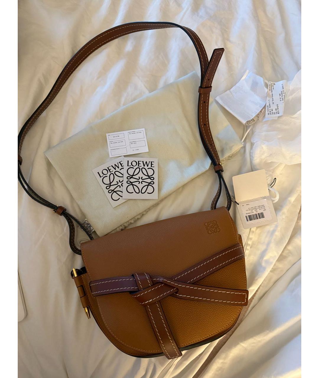 LOEWE Коричневая кожаная сумка через плечо, фото 2