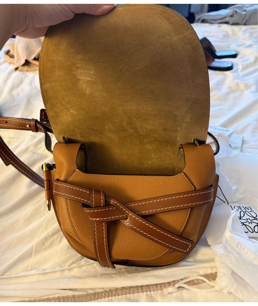LOEWE Коричневая кожаная сумка через плечо, фото 7