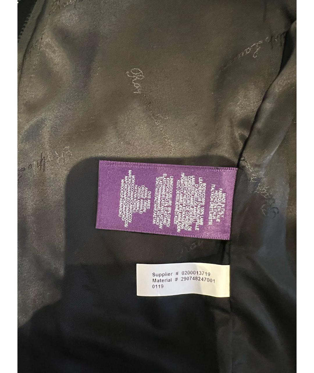 RALPH LAUREN PURPLE LABEL Черная кожаная куртка, фото 7