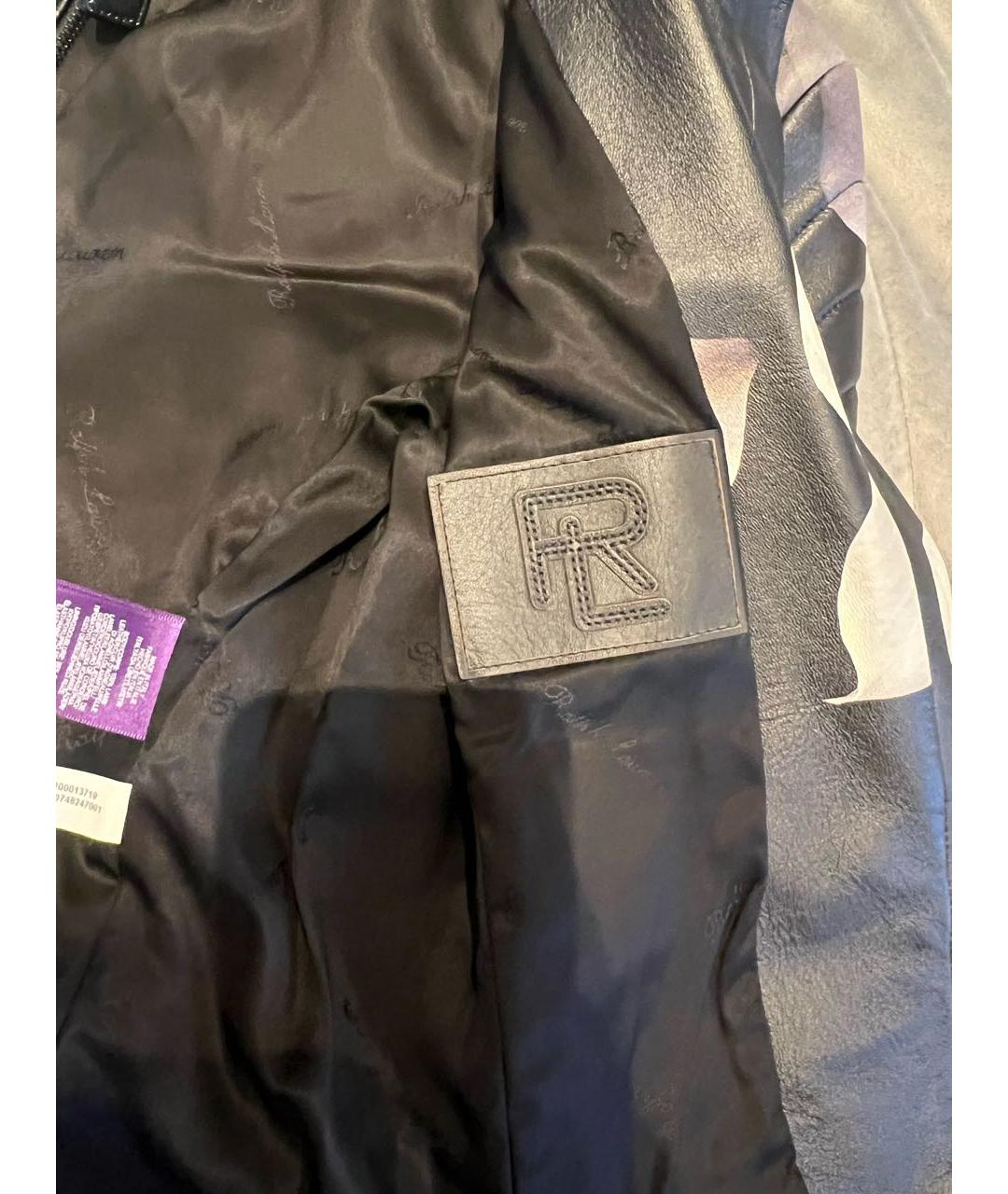 RALPH LAUREN PURPLE LABEL Черная кожаная куртка, фото 4