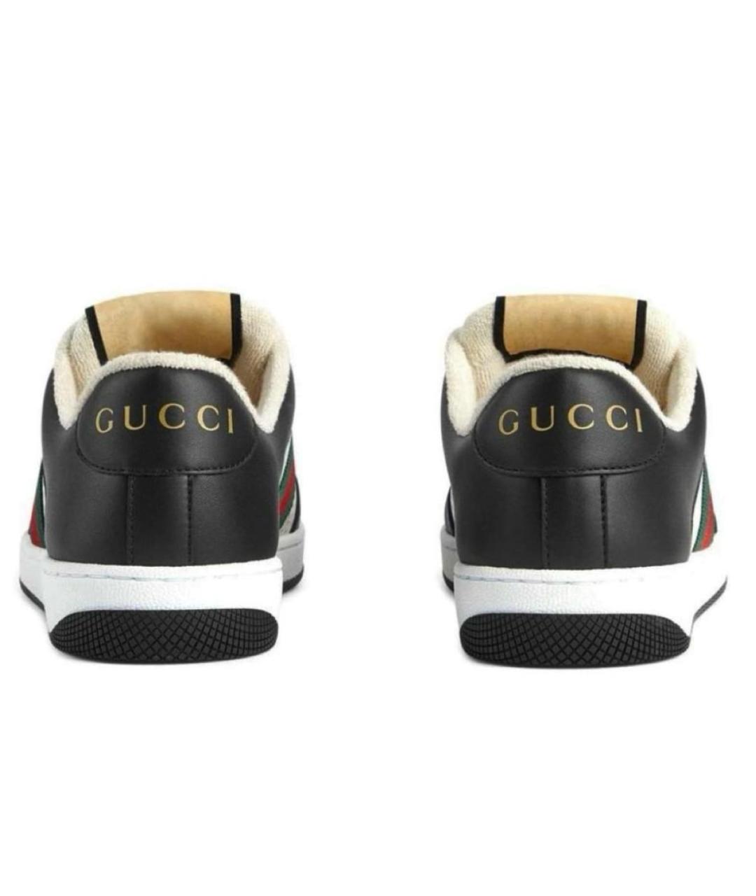 GUCCI Черные кожаные кеды, фото 4