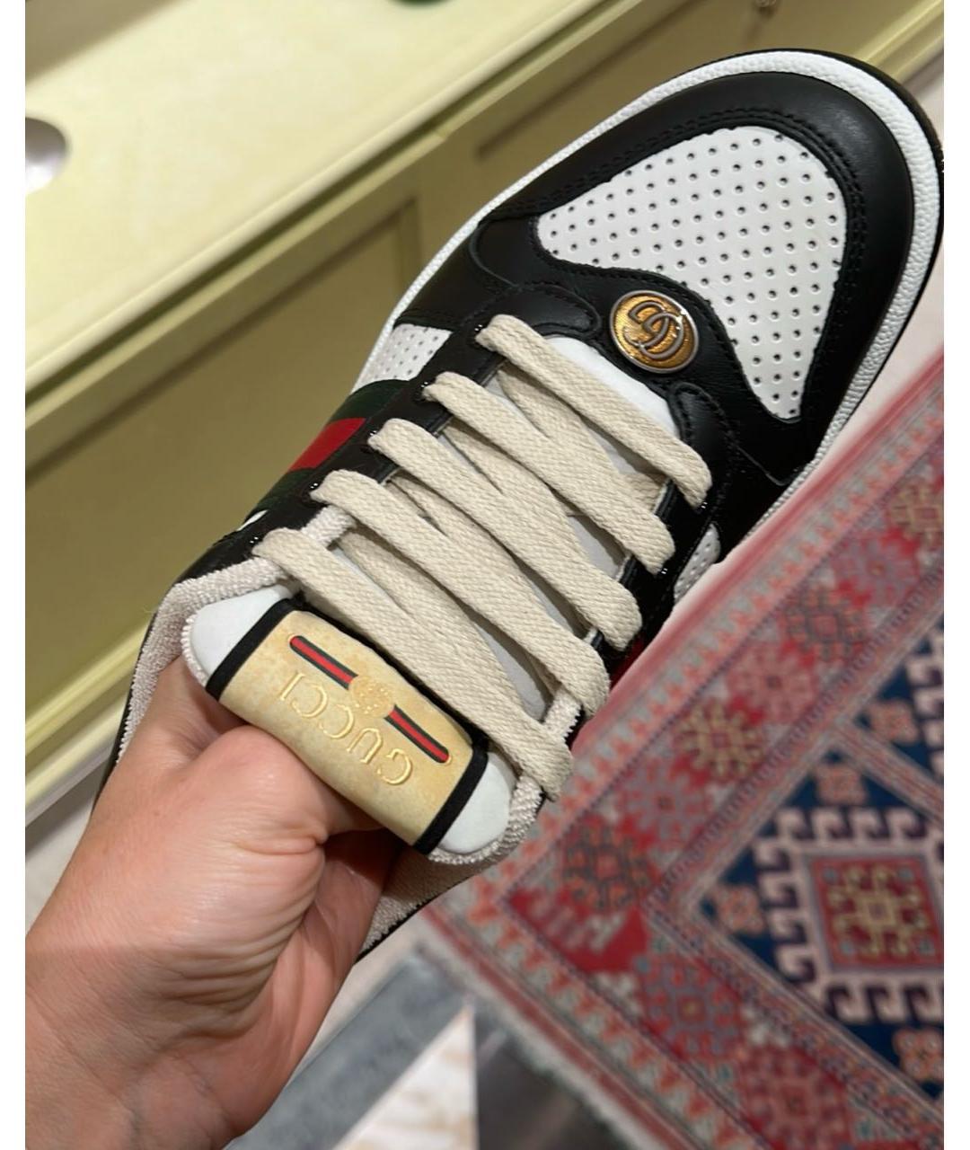 GUCCI Черные кожаные кеды, фото 5