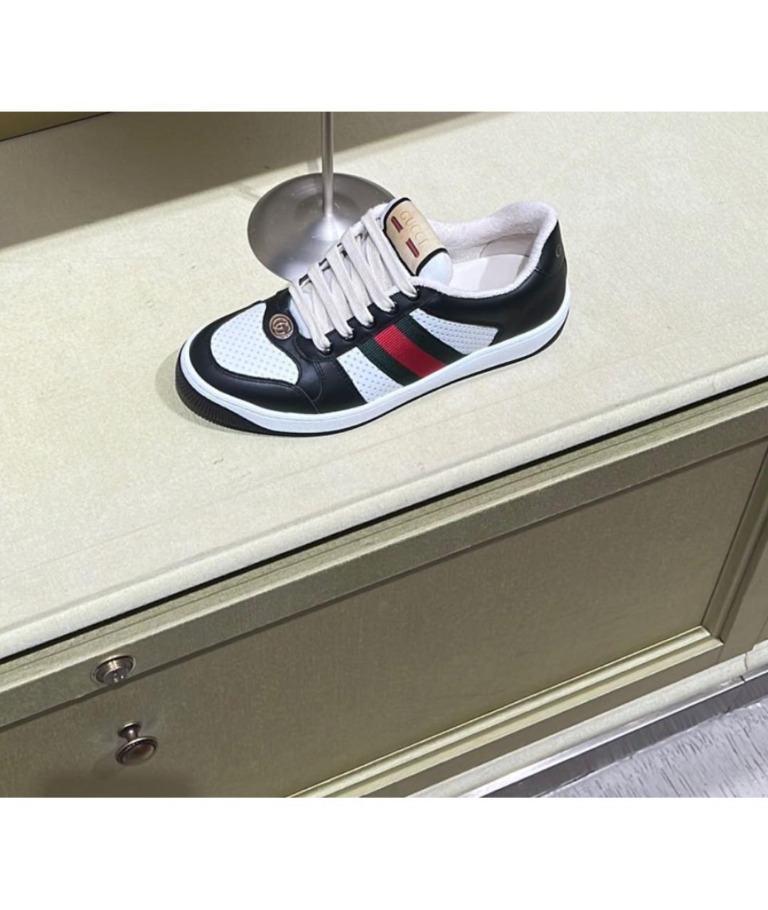 GUCCI Черные кожаные кеды, фото 8