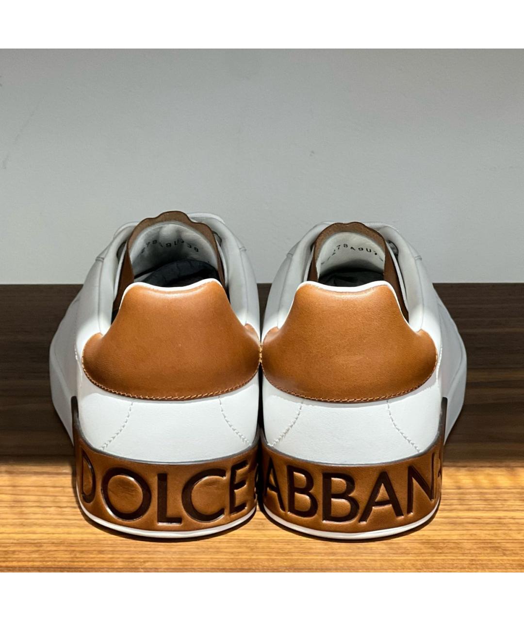 DOLCE&GABBANA Белые кожаные низкие кроссовки / кеды, фото 4