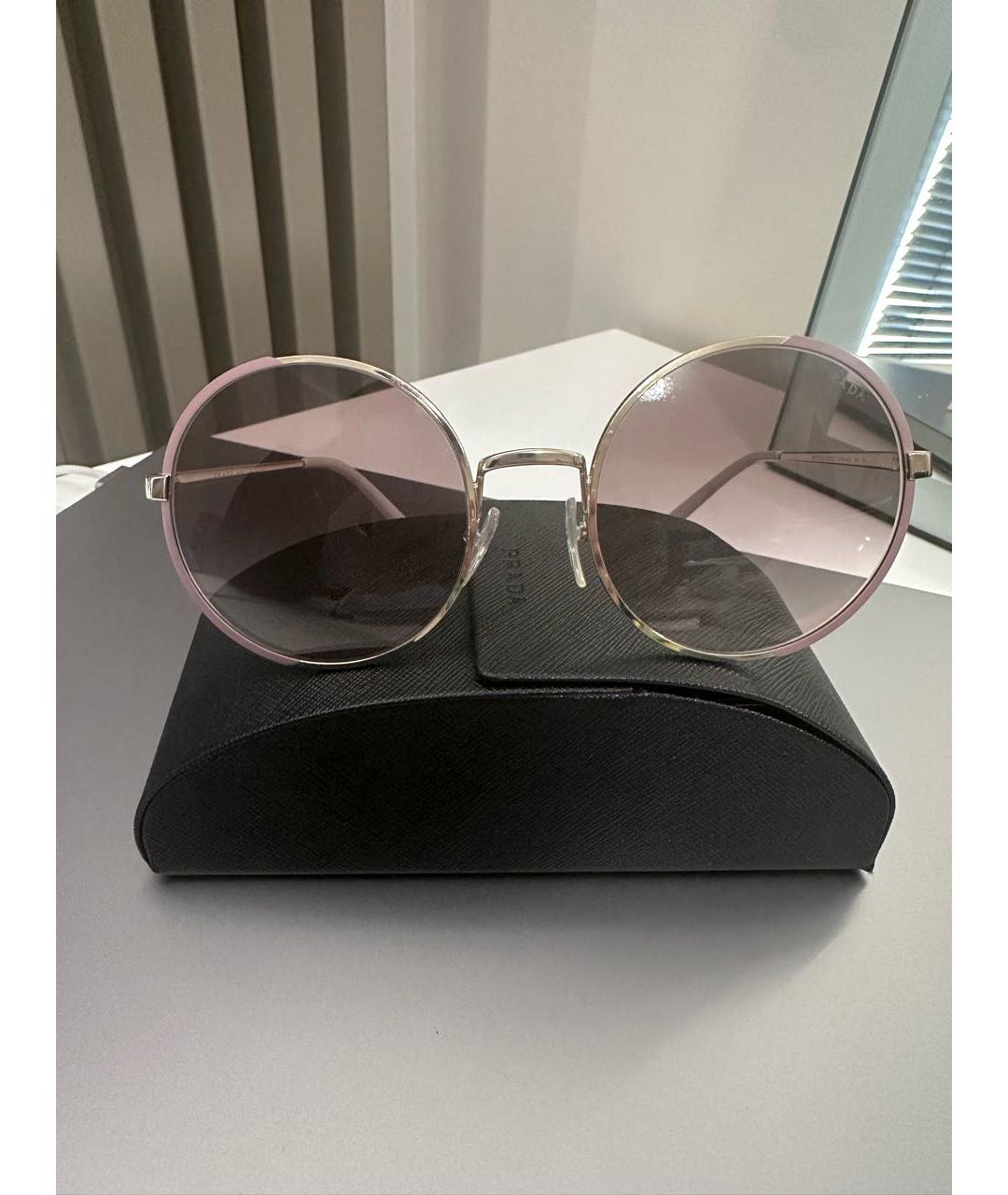 PRADA Розовые металлические солнцезащитные очки, фото 4