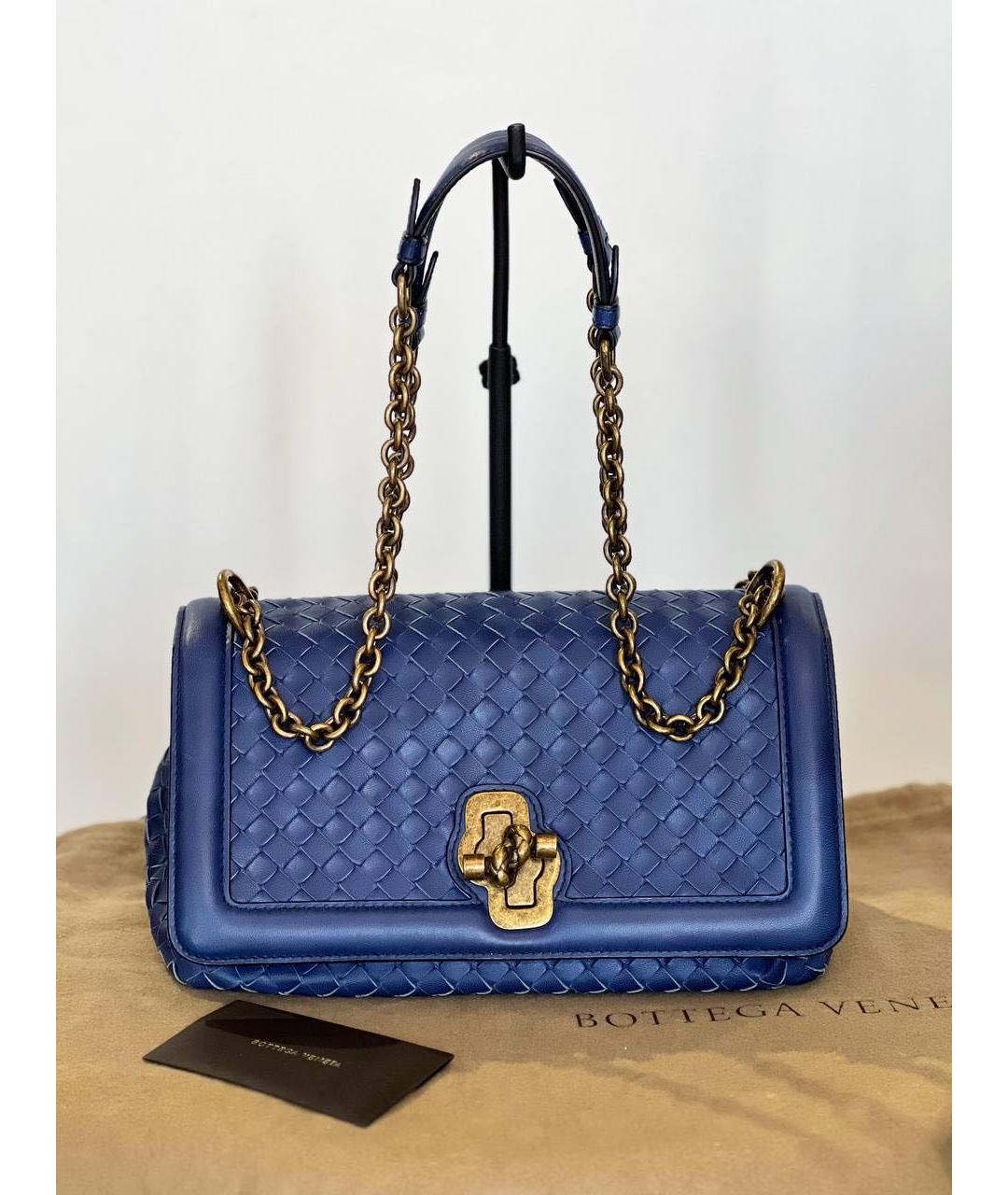 BOTTEGA VENETA Синяя кожаная сумка тоут, фото 5
