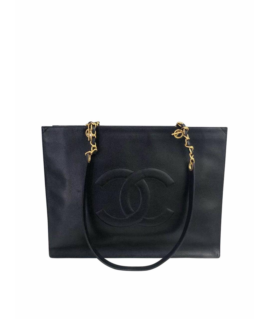CHANEL Черная кожаная сумка тоут, фото 1
