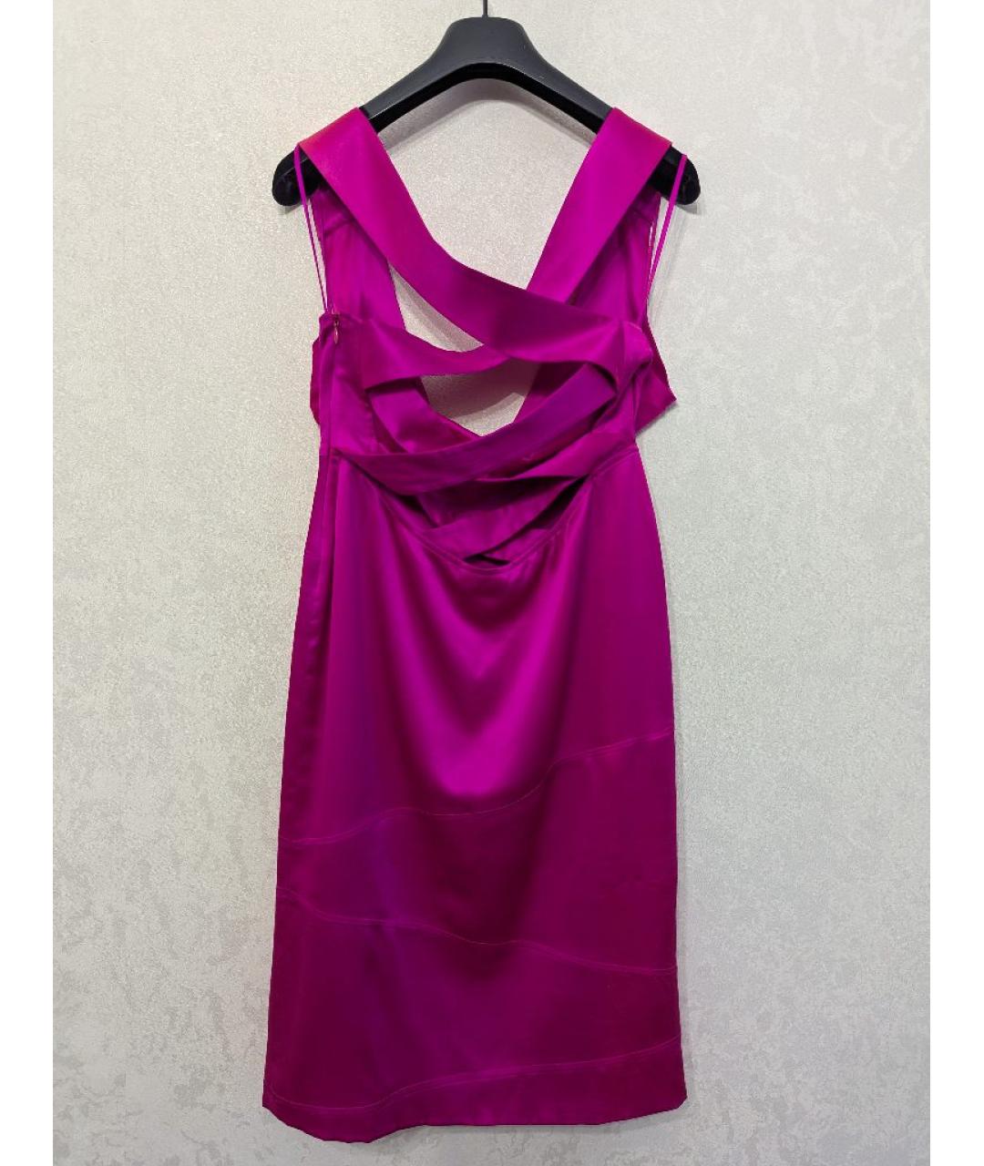 VERSACE Розовое атласное коктейльное платье, фото 2