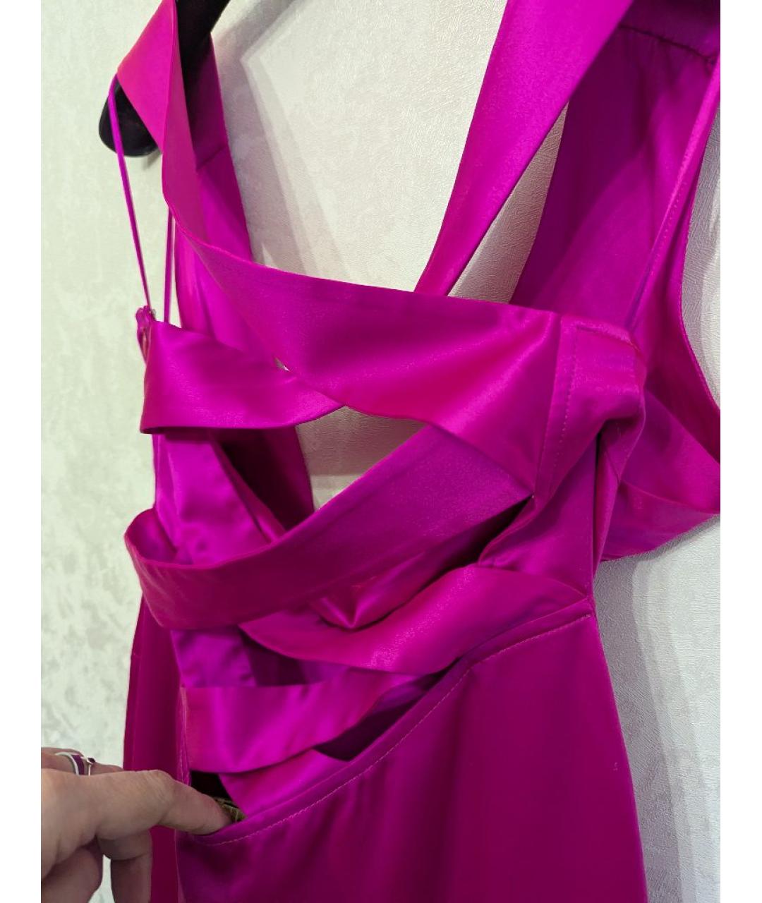 VERSACE Розовое атласное коктейльное платье, фото 4