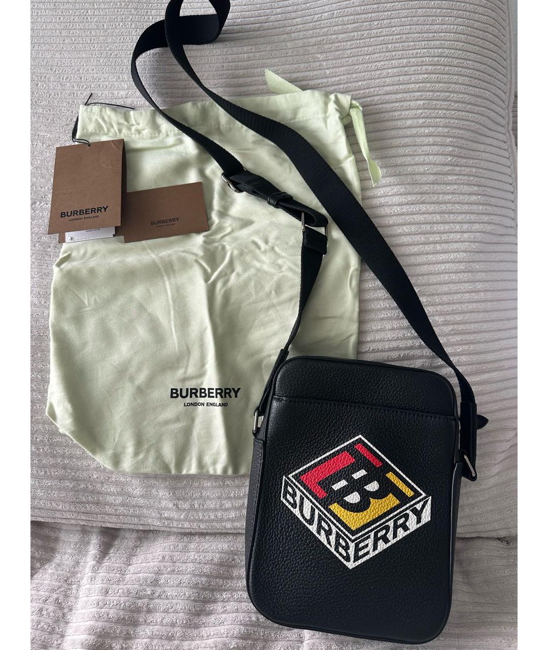 BURBERRY Черная кожаная сумка на плечо, фото 3