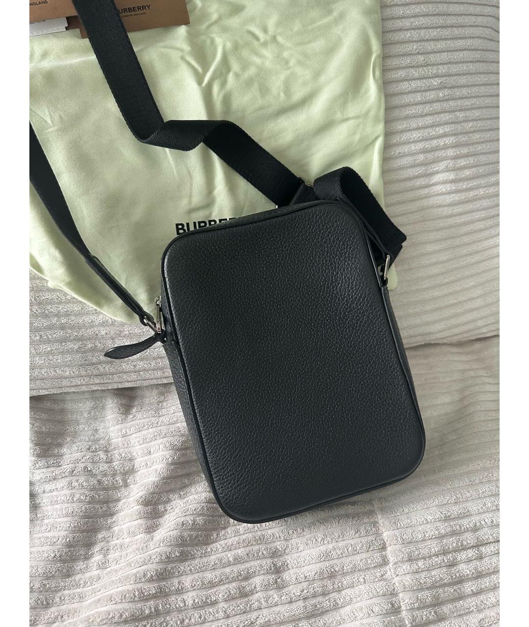 BURBERRY Черная кожаная сумка на плечо, фото 4