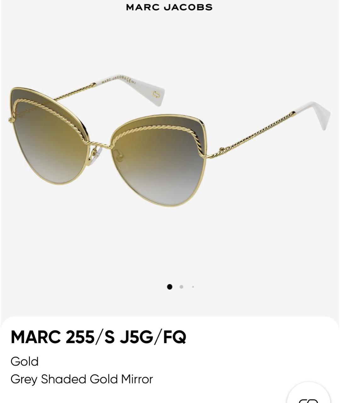 MARC JACOBS Золотые металлические солнцезащитные очки, фото 8