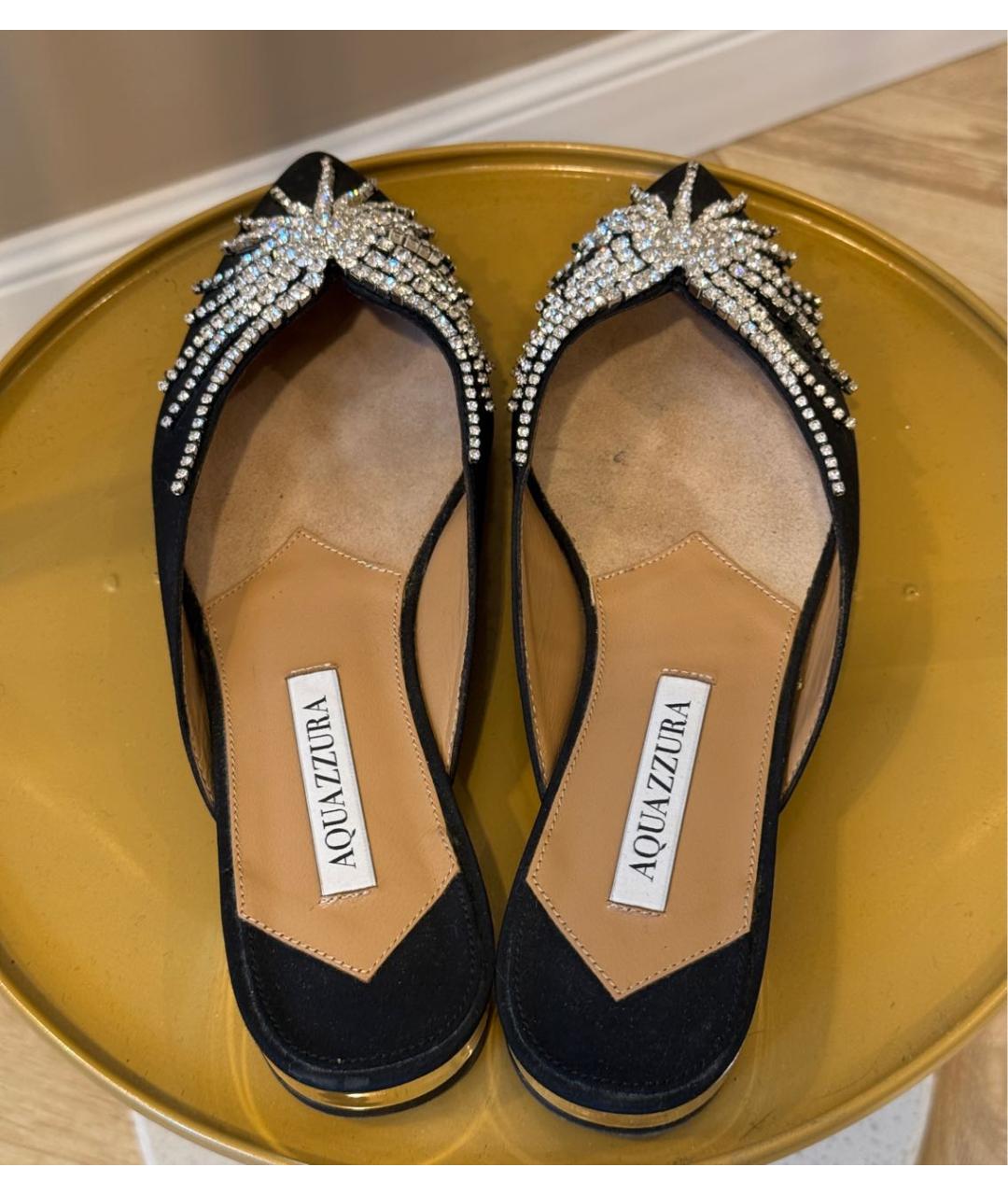 AQUAZZURA Черные замшевые мюли, фото 4