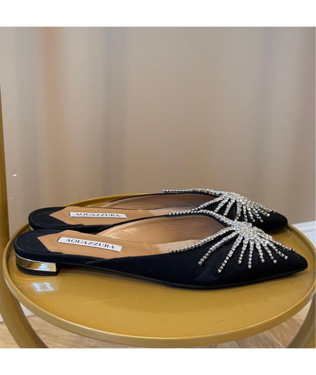 AQUAZZURA Черные замшевые мюли, фото 2