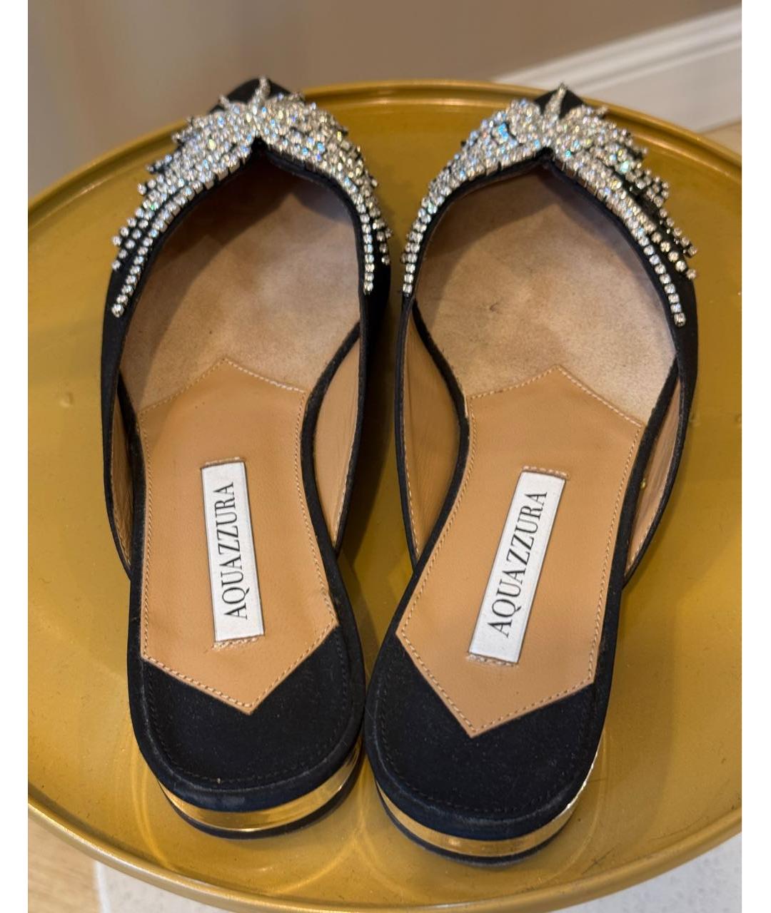 AQUAZZURA Черные замшевые мюли, фото 5