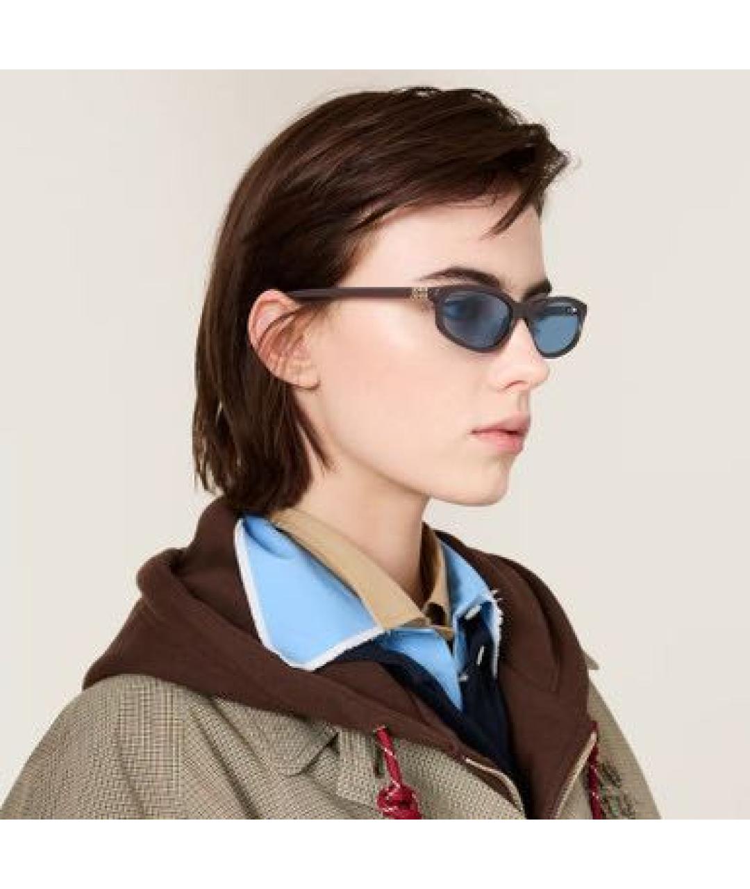 MIU MIU Коричневые пластиковые солнцезащитные очки, фото 2