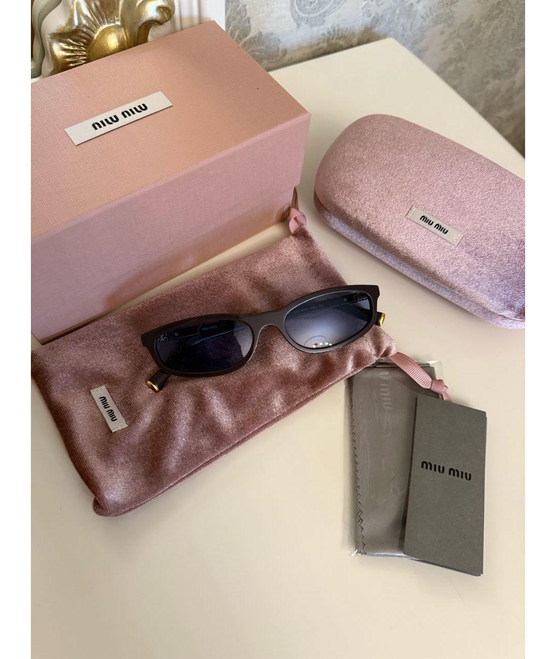 MIU MIU Коричневые пластиковые солнцезащитные очки, фото 8