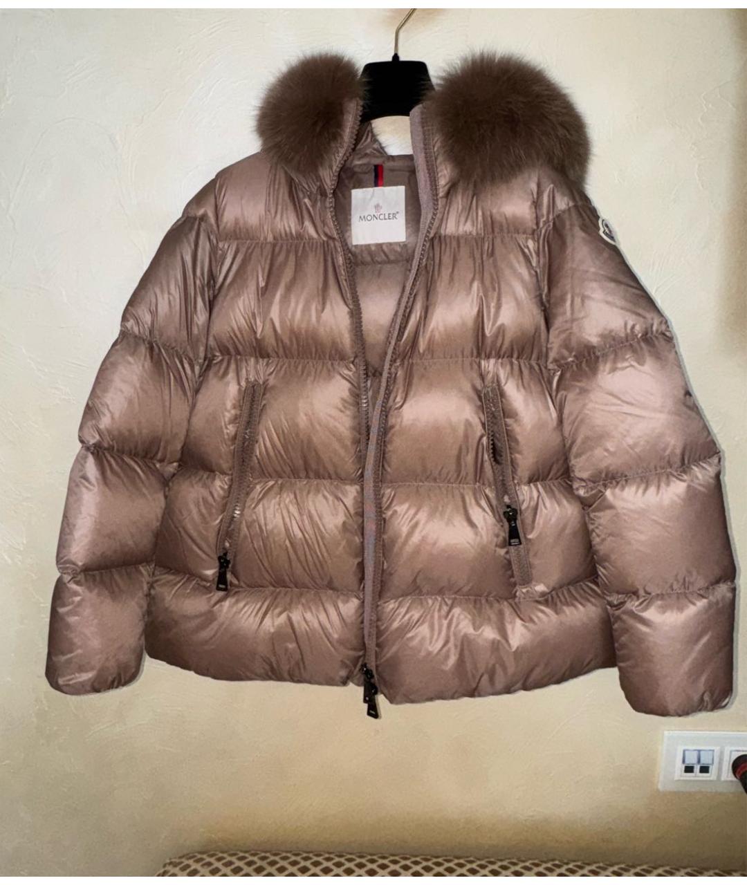 MONCLER Бежевый полиамидовый пуховик, фото 9