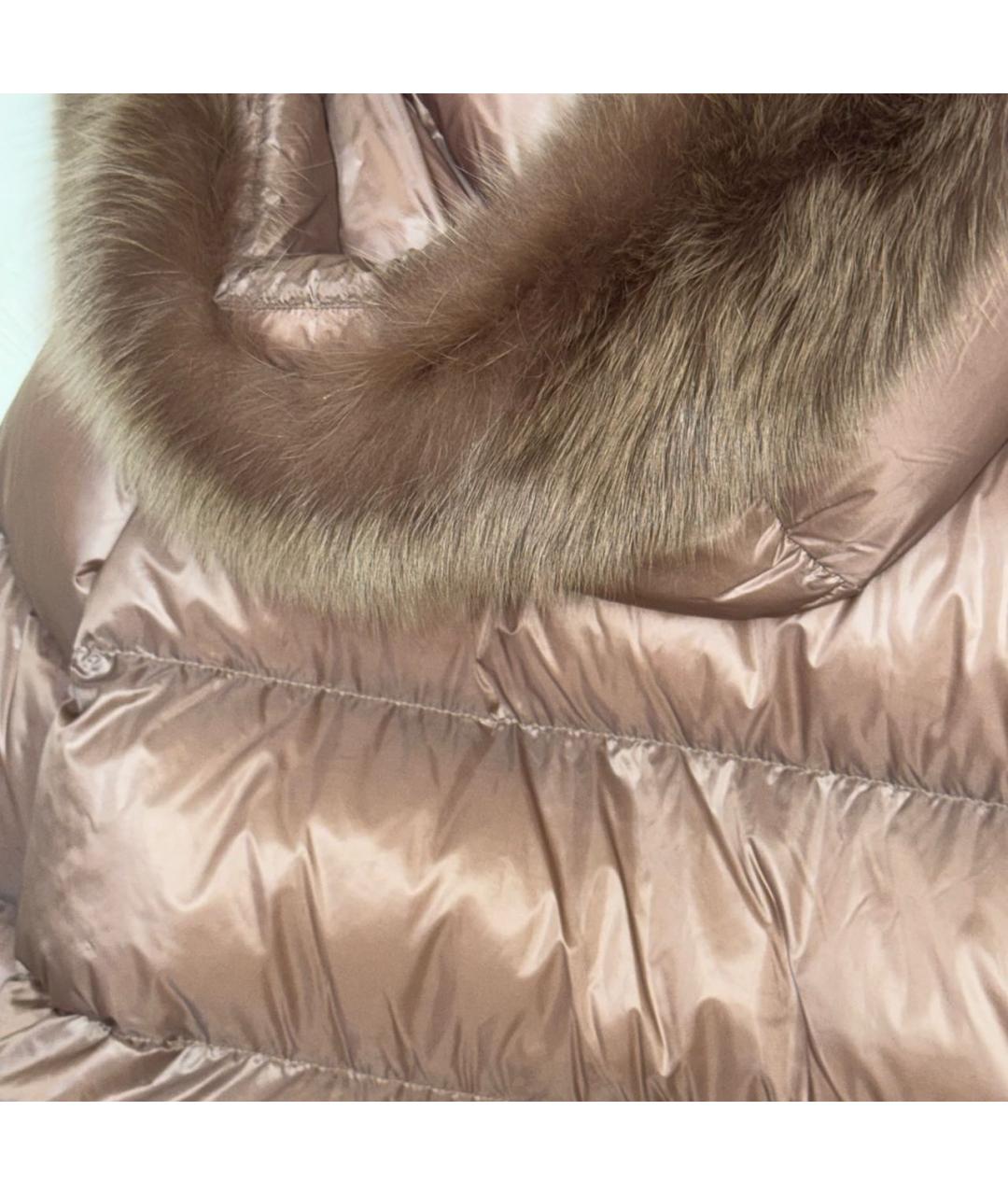 MONCLER Бежевый полиамидовый пуховик, фото 4