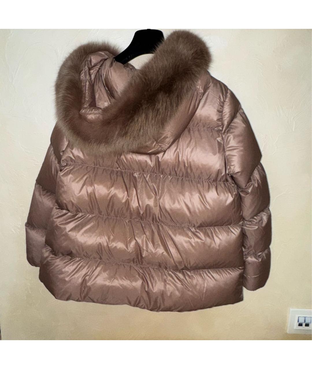MONCLER Бежевый полиамидовый пуховик, фото 2