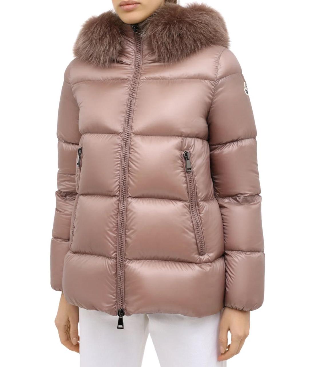 MONCLER Бежевый полиамидовый пуховик, фото 7