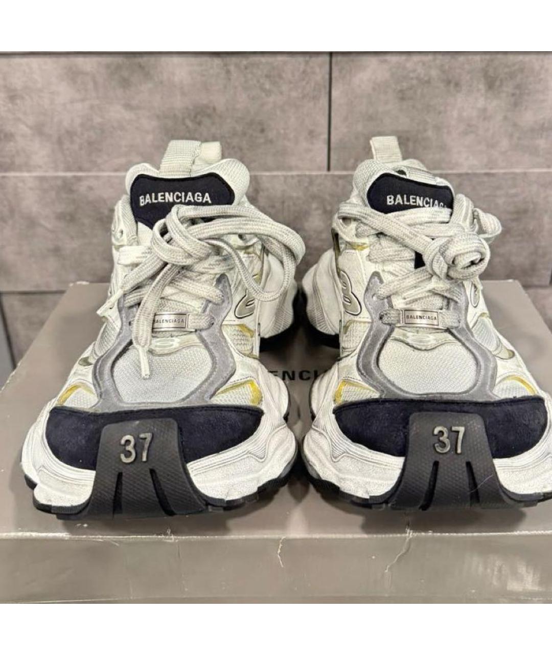 BALENCIAGA Серые кожаные кроссовки, фото 3