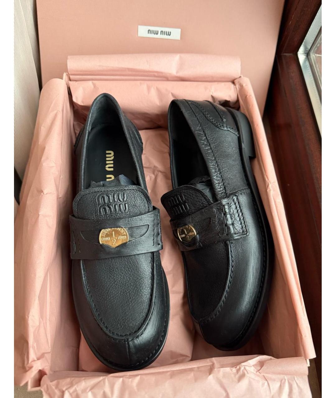 MIU MIU Черные кожаные лоферы, фото 4
