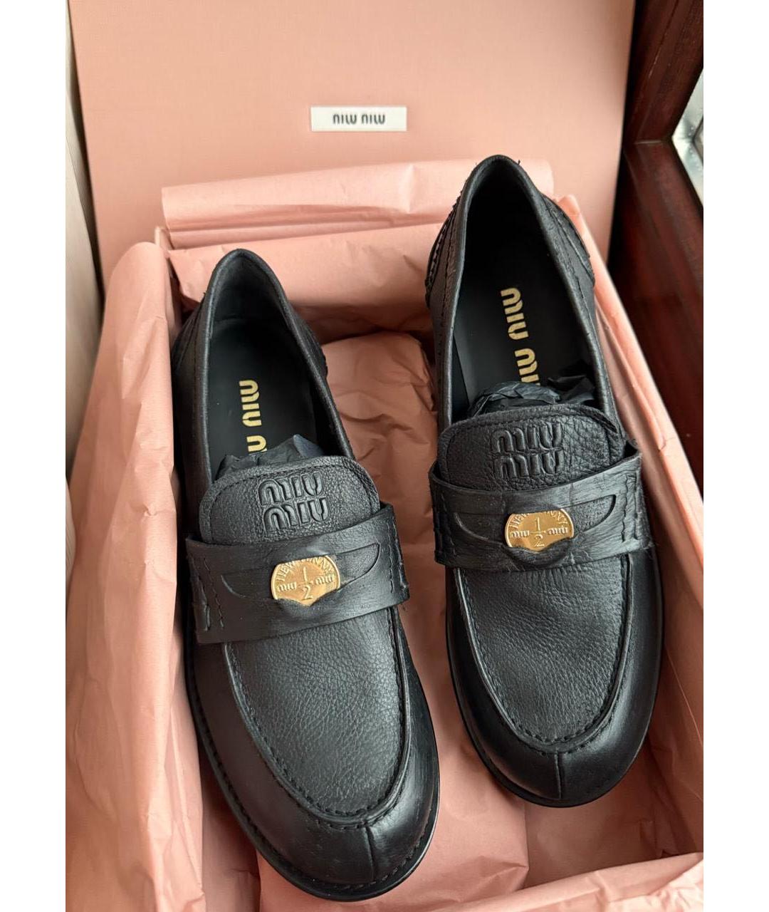 MIU MIU Черные кожаные лоферы, фото 5