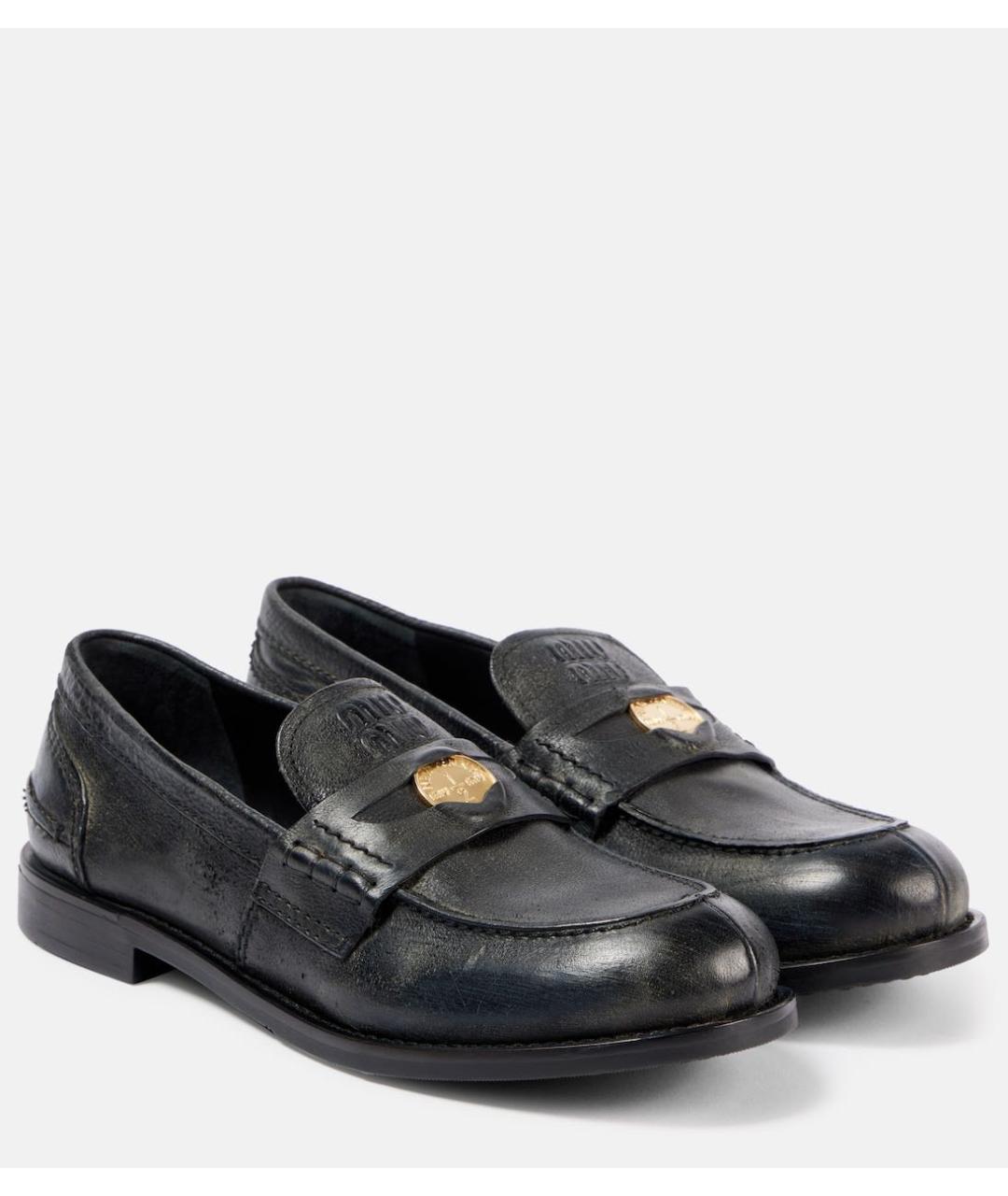 MIU MIU Черные кожаные лоферы, фото 2