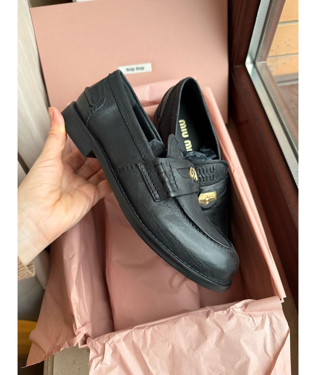 MIU MIU Черные кожаные лоферы, фото 9