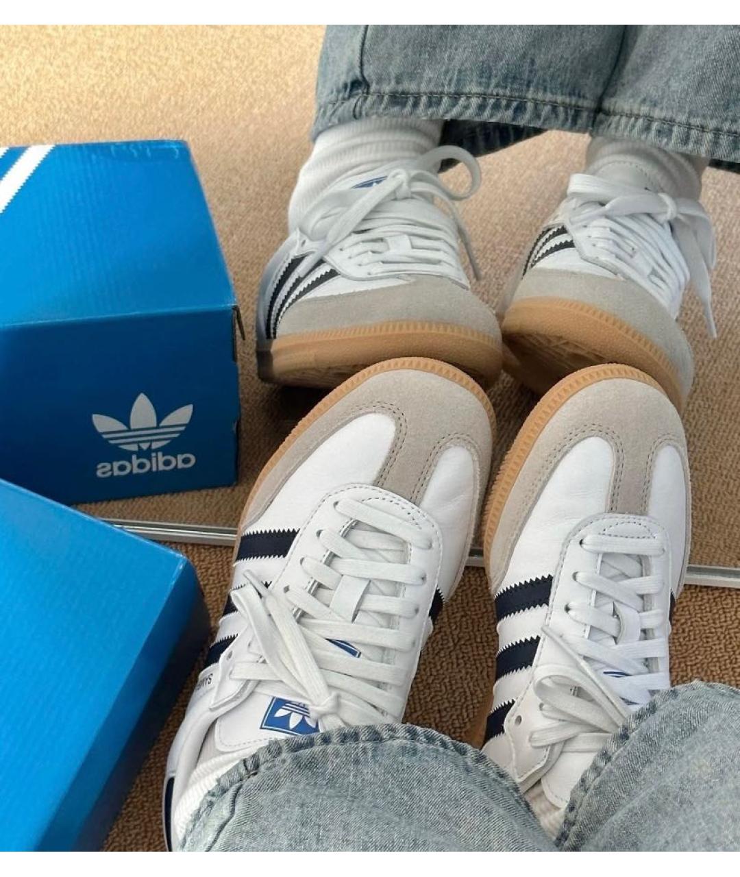 ADIDAS Белые кожаные кроссовки, фото 6