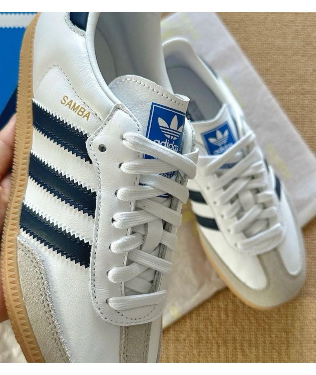 ADIDAS Белые кожаные кроссовки, фото 5