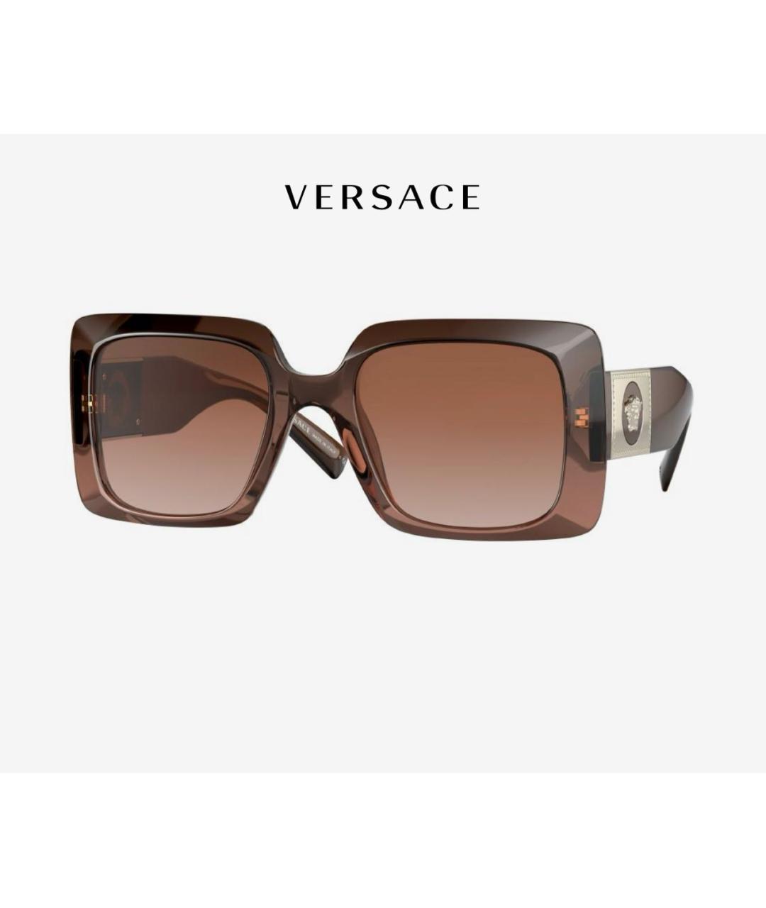 VERSACE Коричневые пластиковые солнцезащитные очки, фото 2