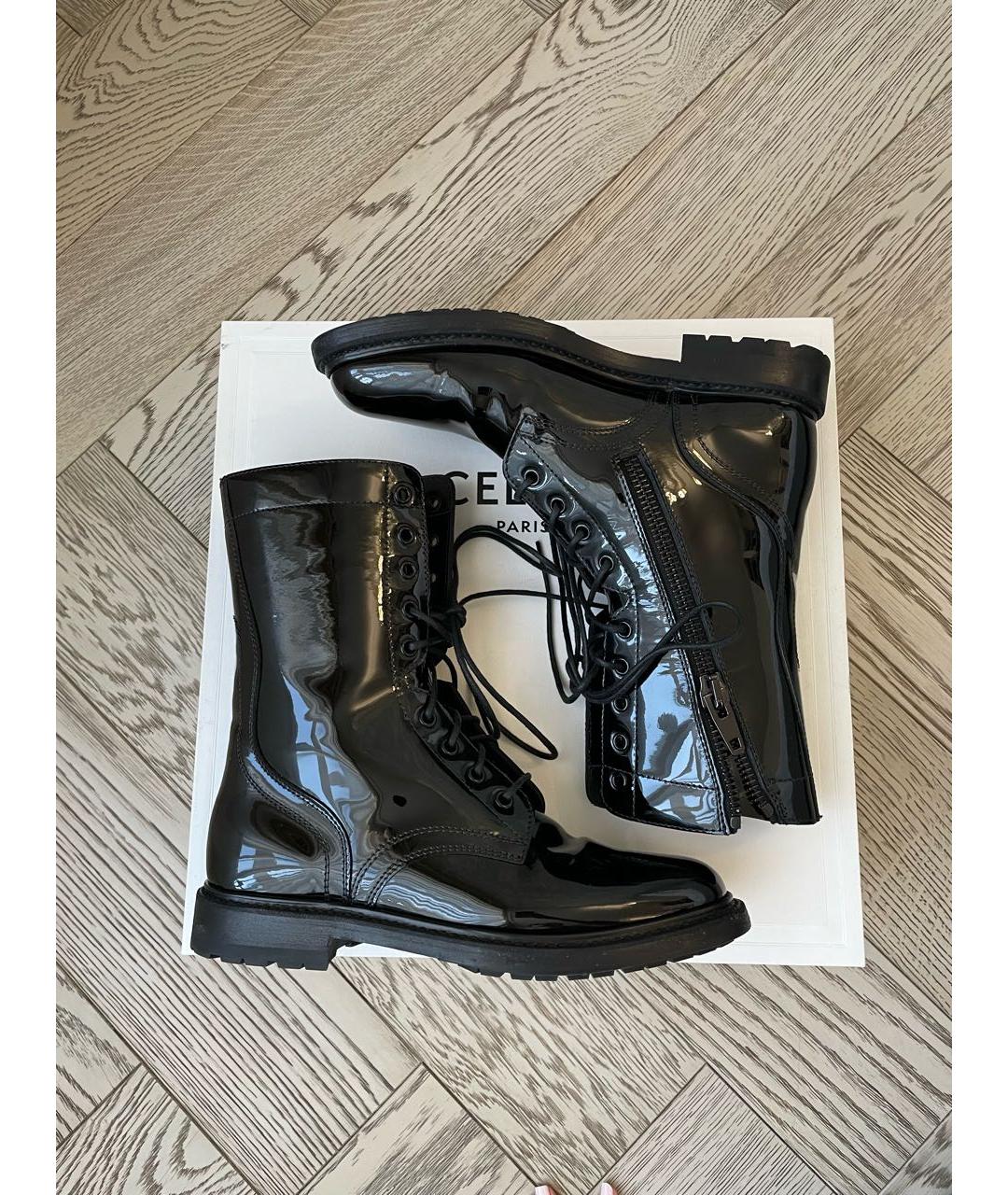 CELINE Черные ботинки из лакированной кожи, фото 8