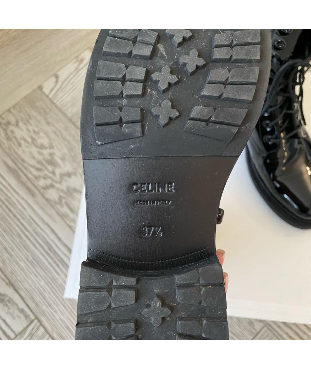 CELINE Черные ботинки из лакированной кожи, фото 6