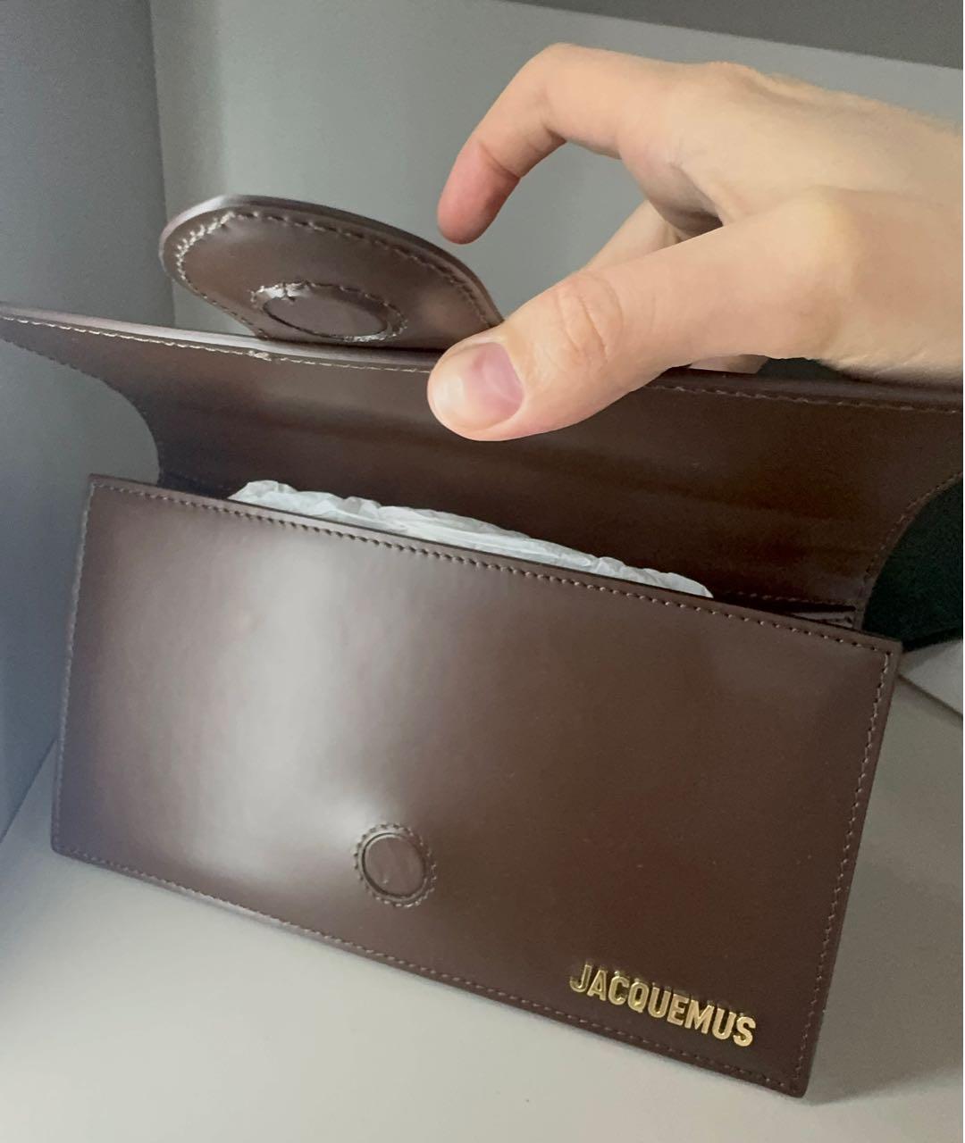 JACQUEMUS Коричневая кожаная сумка с короткими ручками, фото 2