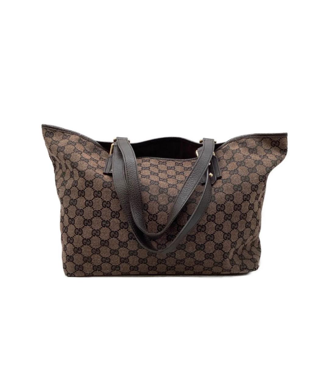 GUCCI Коричневая тканевая сумка тоут, фото 2
