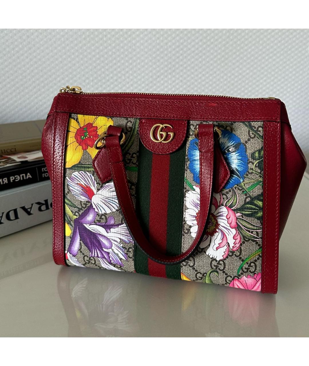 GUCCI Бордовая сумка тоут, фото 7