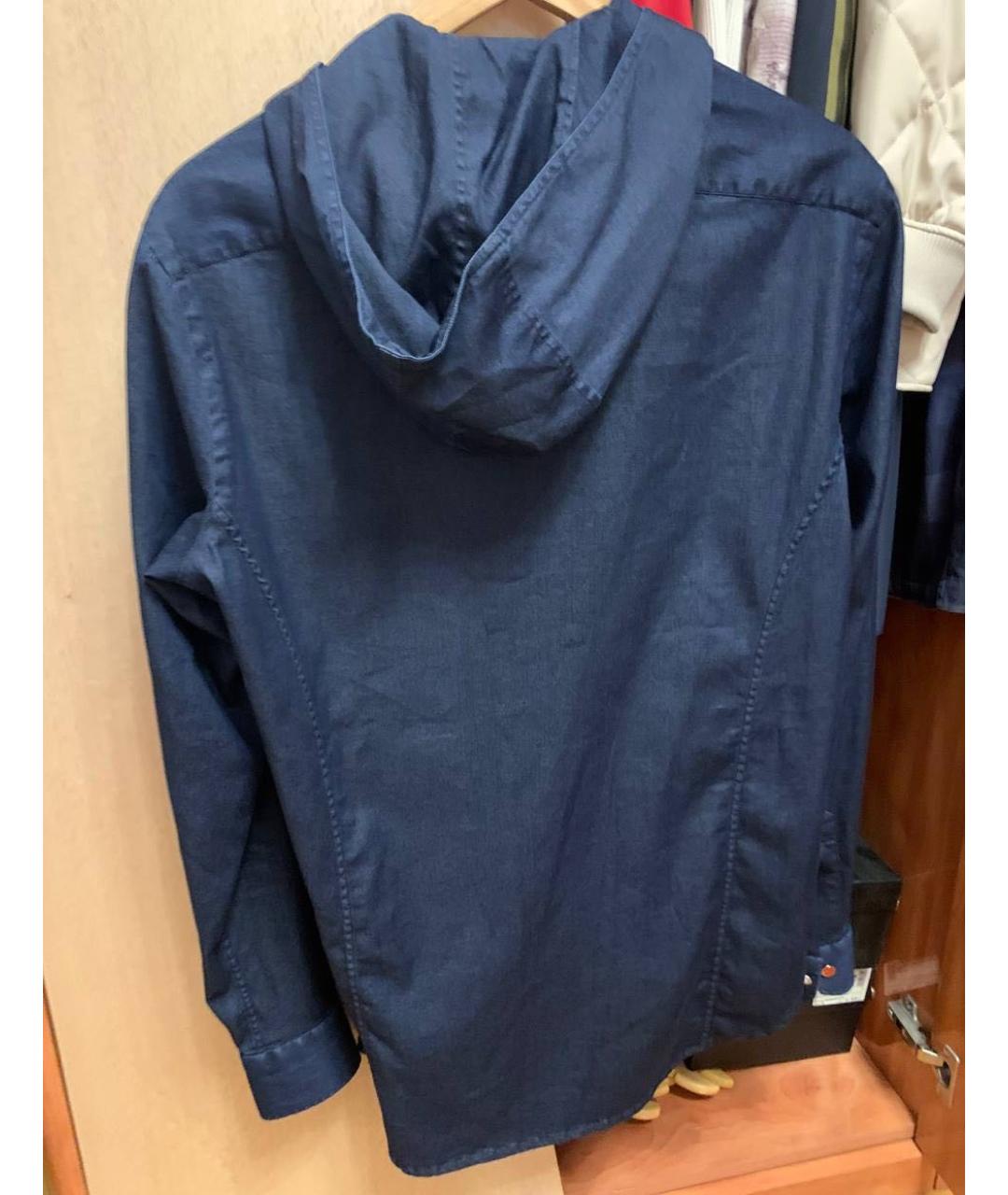 KITON Темно-синяя хлопковая кэжуал рубашка, фото 2