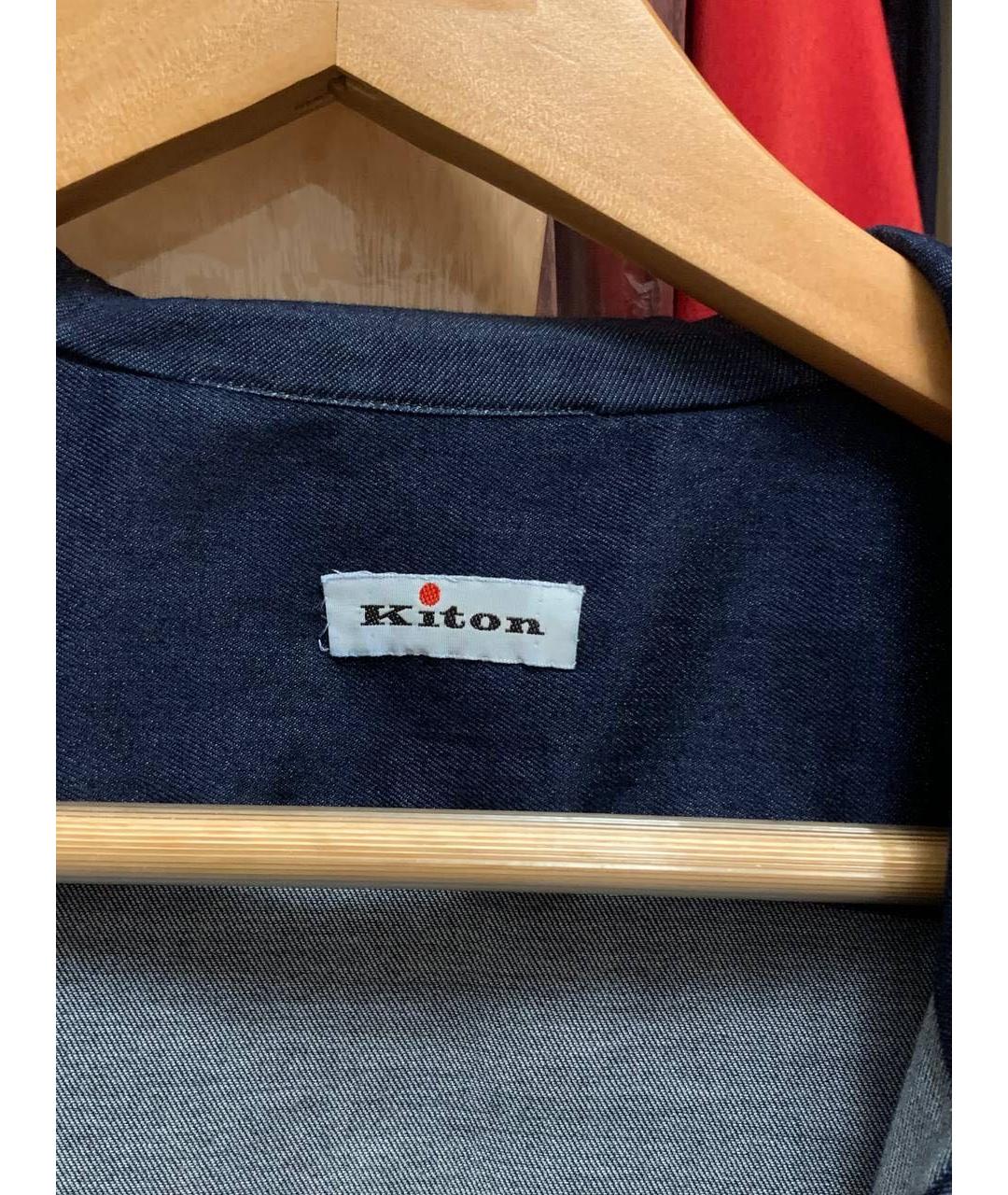 KITON Темно-синяя хлопковая кэжуал рубашка, фото 3