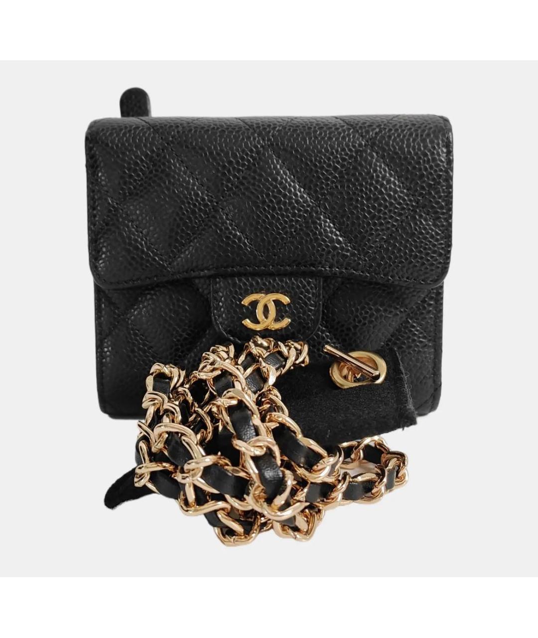CHANEL Черный кожаный кошелек, фото 5