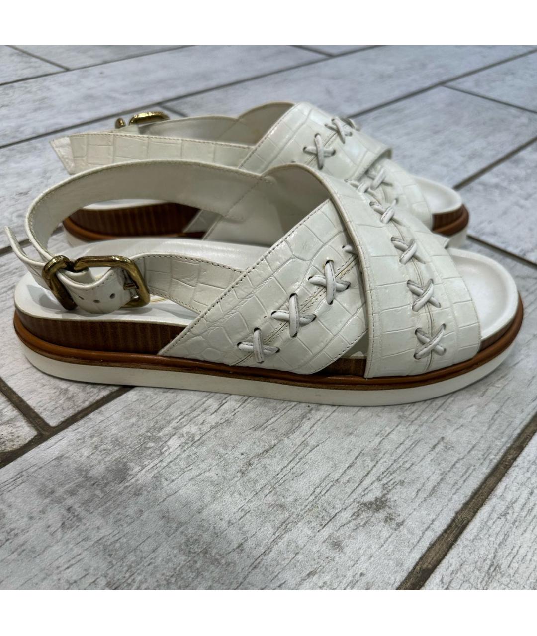 TOD'S Белые кожаные босоножки, фото 7