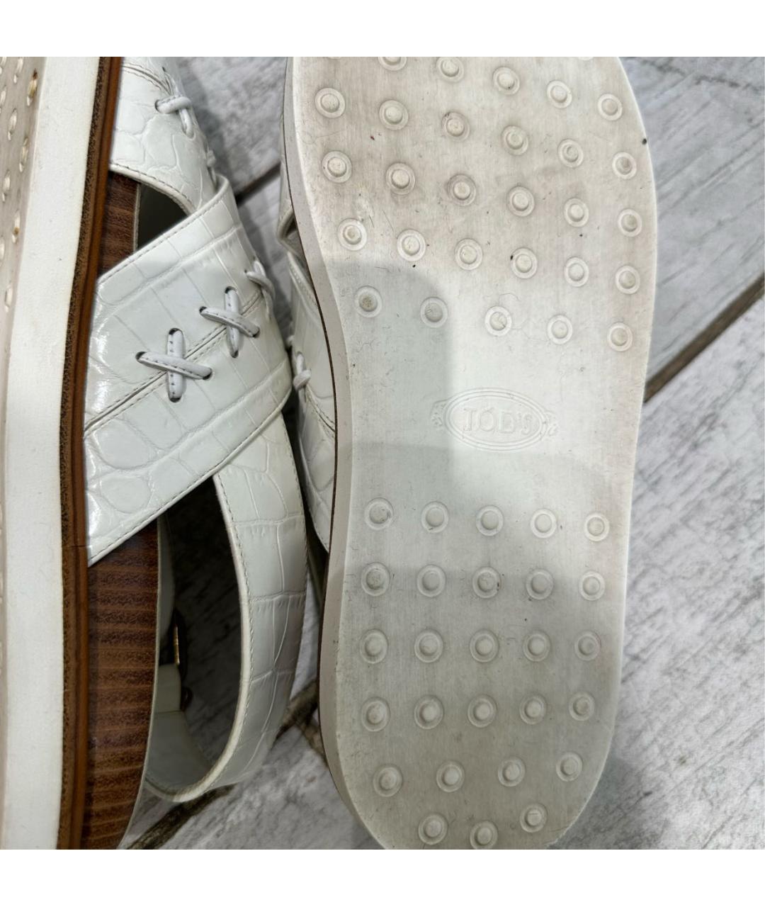 TOD'S Белые кожаные босоножки, фото 4