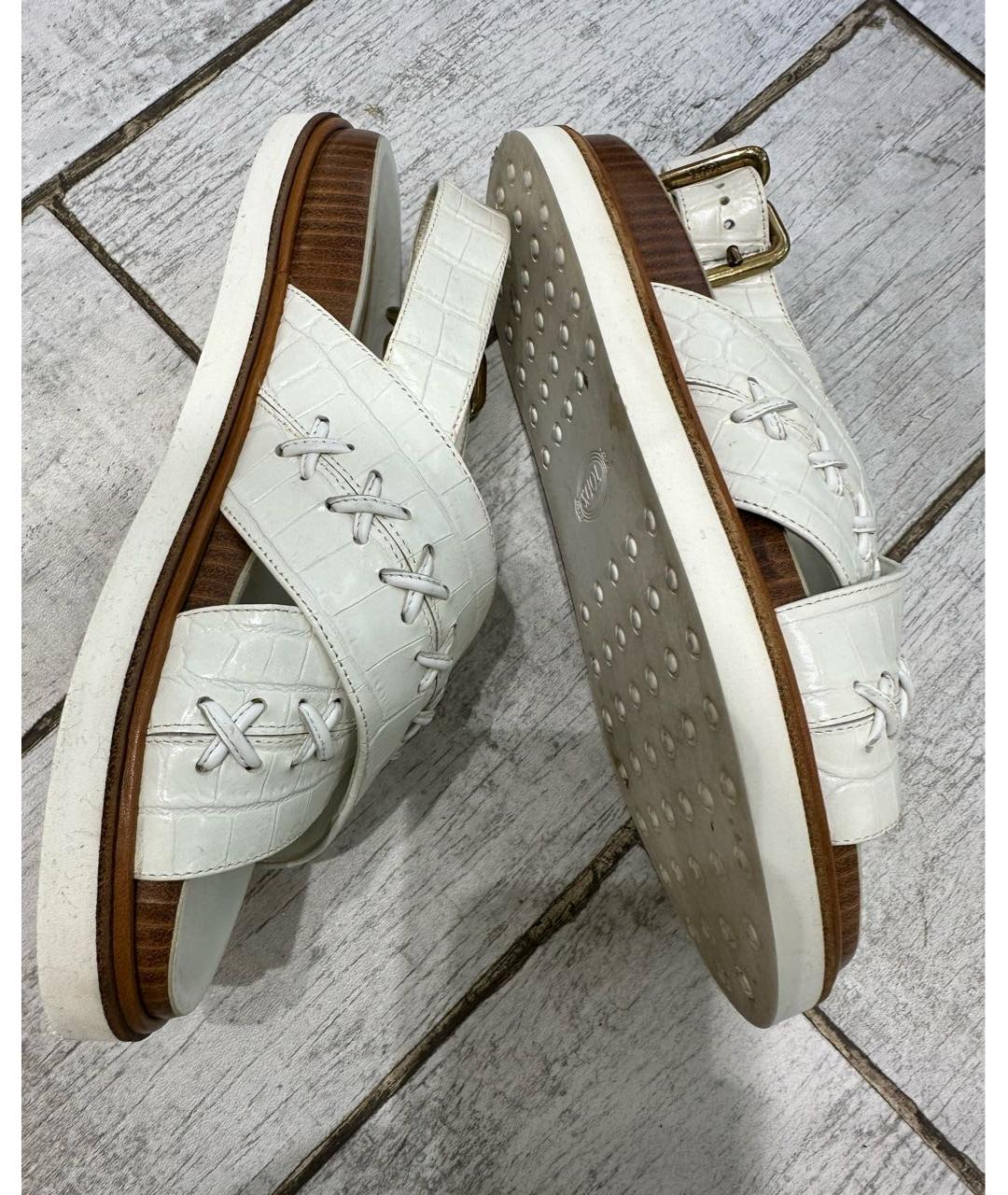 TOD'S Белые кожаные босоножки, фото 3